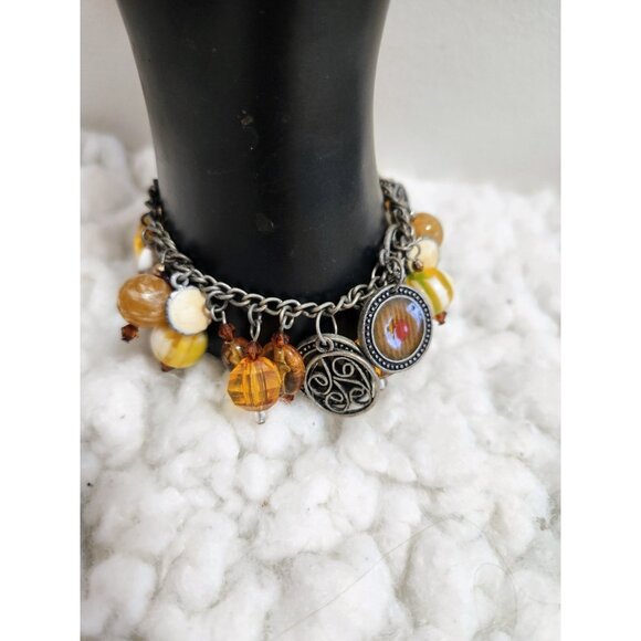 Metal Charm. Bracelet 7 inches Earth Tones - Picture 1 of 15